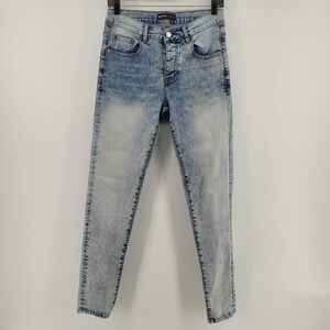 Purple‎ Brand Slim Fit Low Rise Jeans Mens Size 29 Acid Wash Denim Style P001